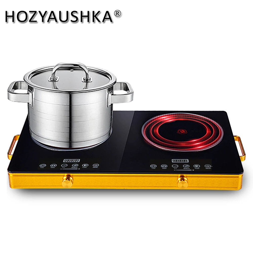 High-power, rapid heating, double-head electric ceramic stove, knob control, suitable for any high-temperature cookware