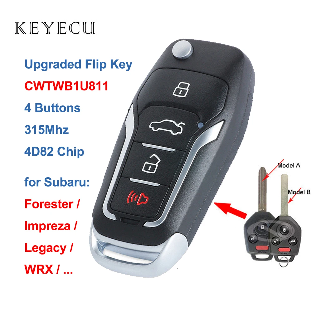 Keyecu ulepszony pilot z kluczykiem samochodowym 315MHz 4D82 Chip 4 przyciski dla Subaru Forester Impreza Legacy 2012-2017 FCC: CWTWB1U811