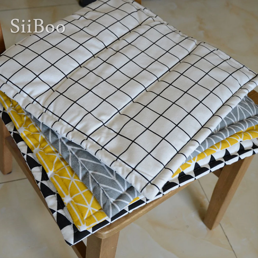 Modern style summer spring linen blended geometric square chair seat cushion home decor coussin de chaise free ship SP5251