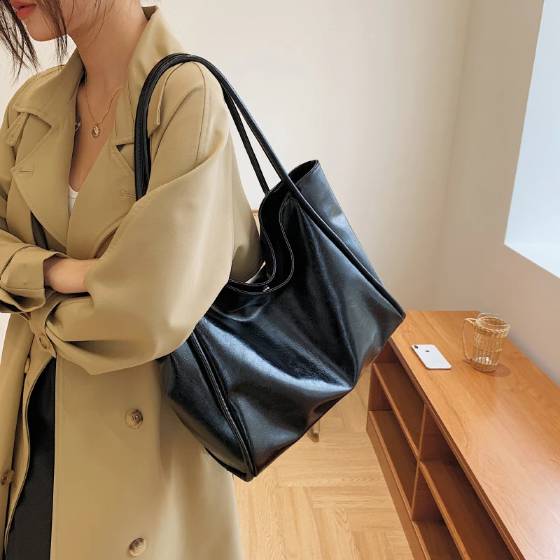 Soft PU Leather Big Tote Bags for Women 2021 Winter Trends Shoulder Bag Ladies Designer Top Handle Bag Practical Bolsa Feminina