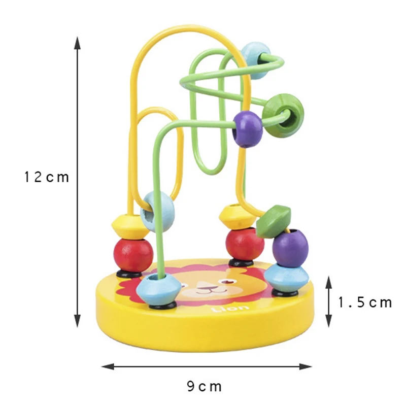 Mini Montessori Wooden Toys Kids Circles Bead Wire Maze Roller Coaster Toddler Early Educational Puzzles Toy for Children infant