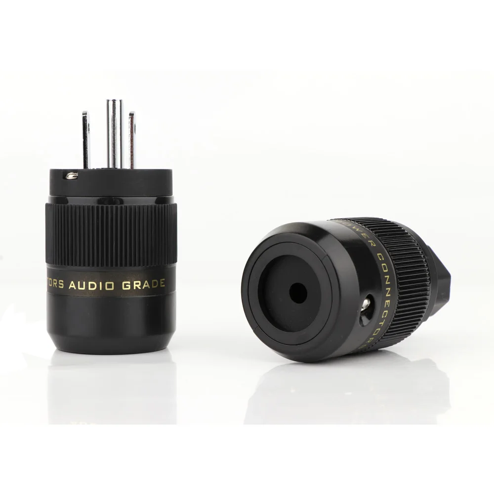 زوج قابس طاقة أمريكي عالي الجودة من النحاس مع موصل محول طاقة تيار متردد أمريكي مطلي بالذهب/الروديوم لكابل الطاقة بنفسك