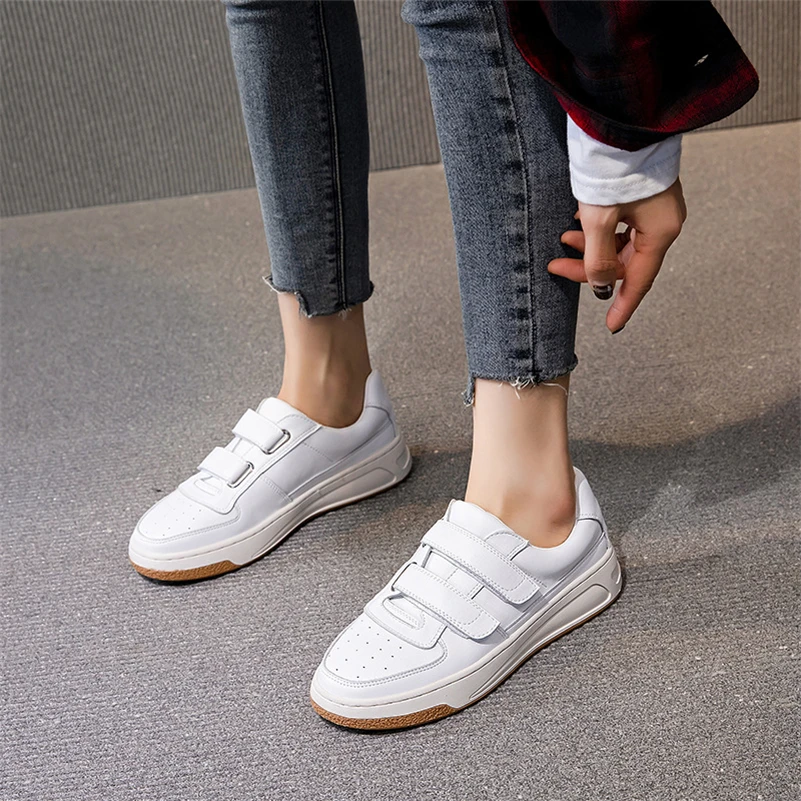 Meotina Platform Shoes Women Natural Genuine Leather Flat Casual Shoes Real Leather Lace Up White Sneakers Ladies Flats Spring