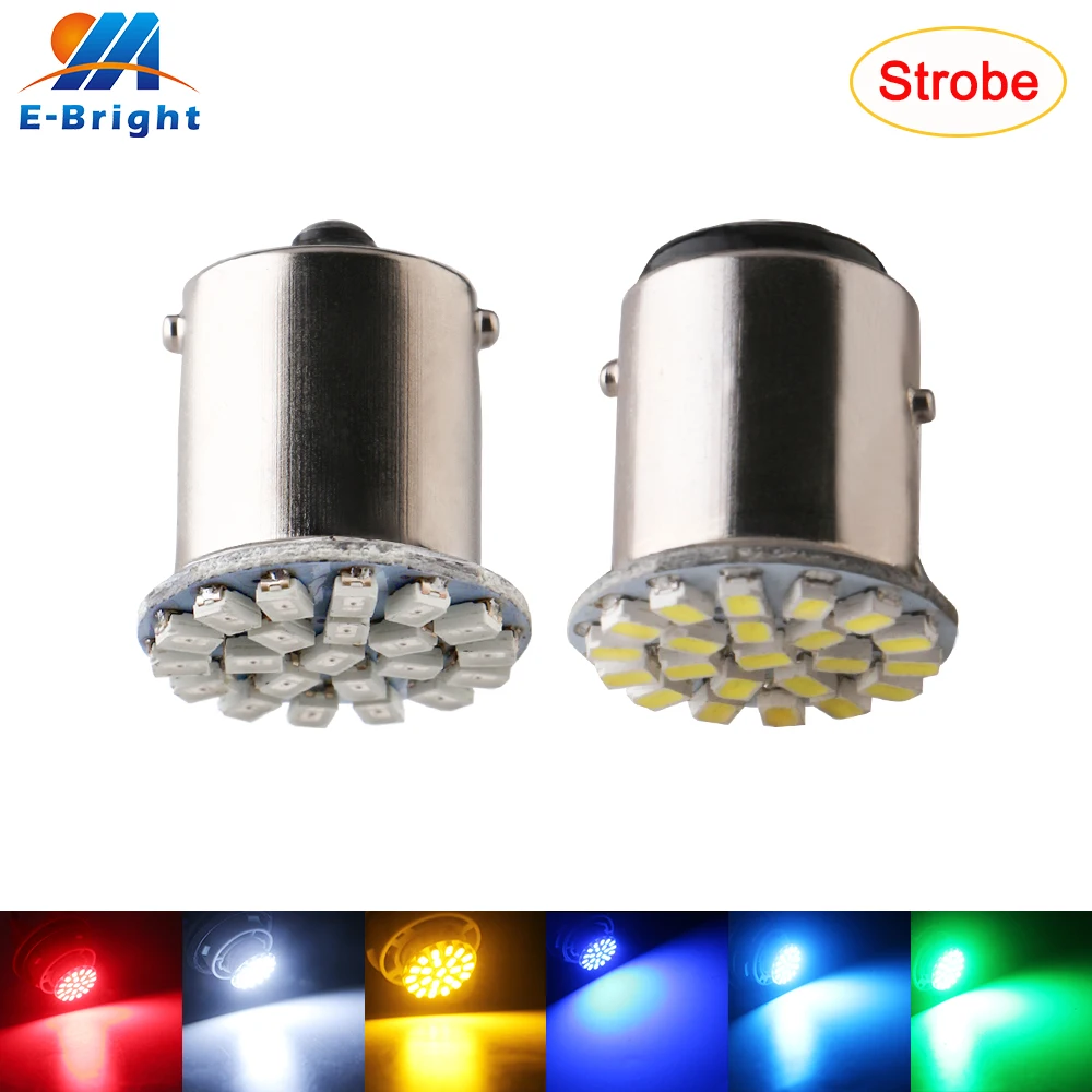 

2pcs Strobe Flash 12V 1206 22 SMD Led Bulb 1156 BA15S P21W 1157 BAY15D P21/5W S25 Auto Turn Signal Lights White Flash Light