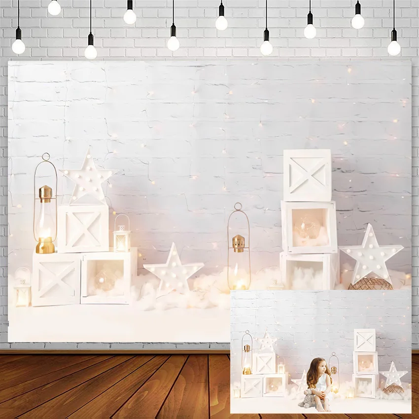 Mehofond Birthday Baby Shower Backdrops Twinkle Little Star Brick Wall Photography Backgrounds Studio Photozone Photocall Decor