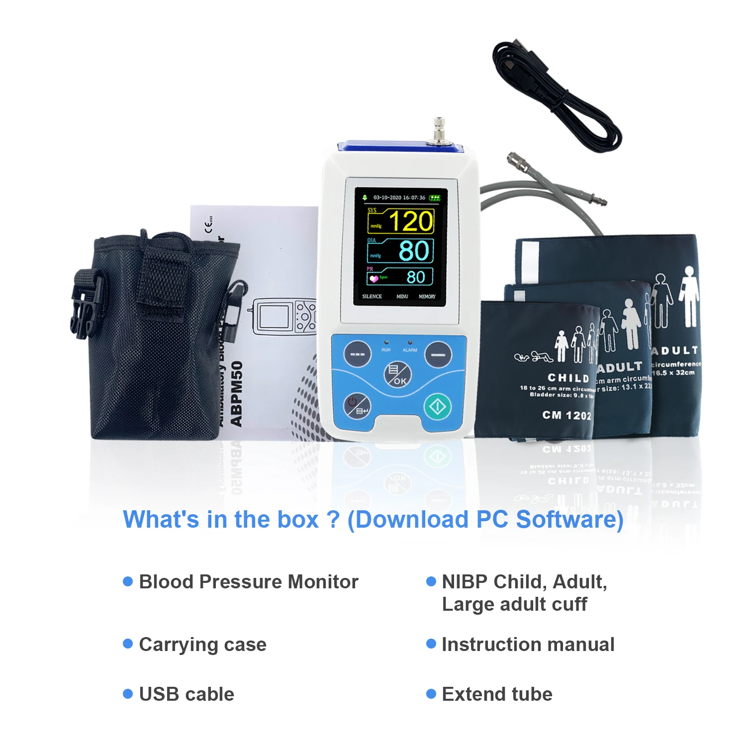 ABPM50 24 hours Ambulatory Blood Pressure Monitor Holter BP Monitor with Software CONTEC