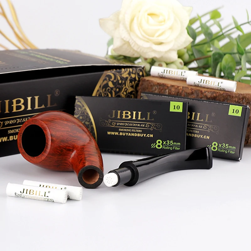 JIBILL-Filtros de Pipa de tabaco de 9mm, filtro de carbón activado, accesorios para fumar, fd0020-1, 10 unidades por lote