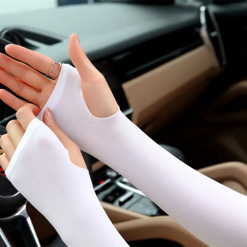 Sun Protection Detachable Sleeves Travel Driving Arm Sleeves Women Thin Summer Gloves Fingerless Anti-Sunburn Sleeve Mittens