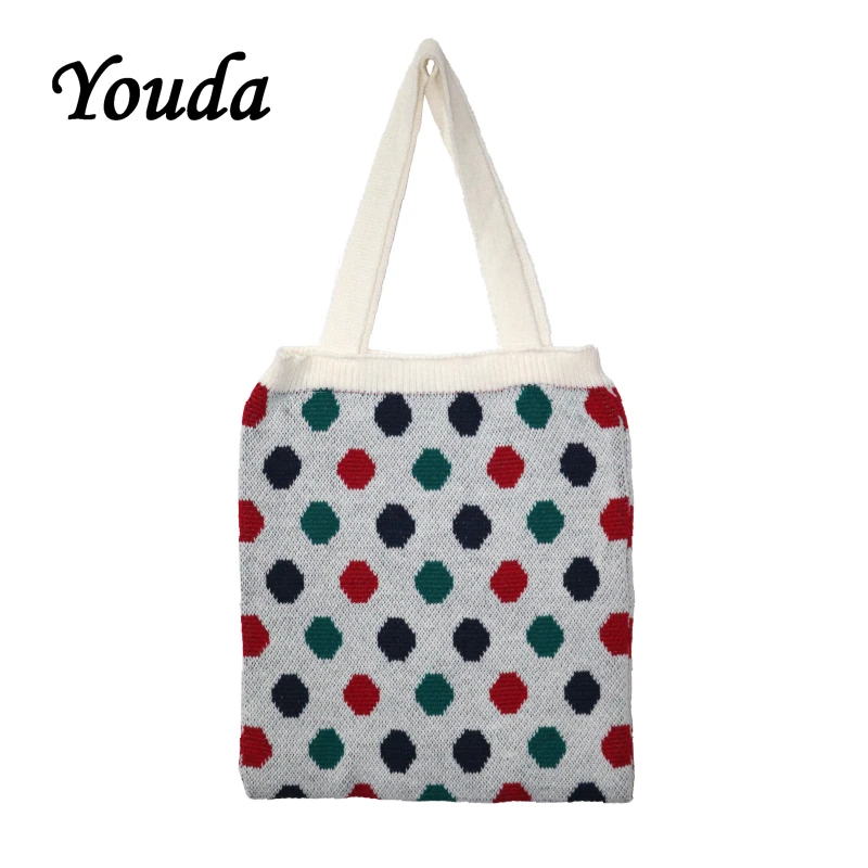 

Youda Fashion Large-capacity Lady Handbag Classic Style Knit Shoulder Bag Casual Student Shopping Tote Original Design Handbags