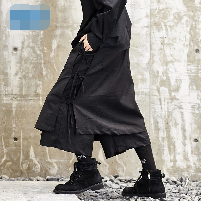 

Original design dark wide-leg pants hair stylist overalls Japanese men casual pants