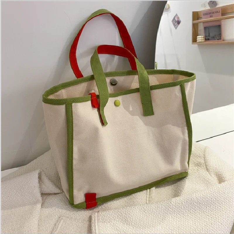 Simple Fashion Large-capacity Handbag for Ladies Vintage Canvas Tote for Female Portable Business Briefcase Korean Shopper Bag