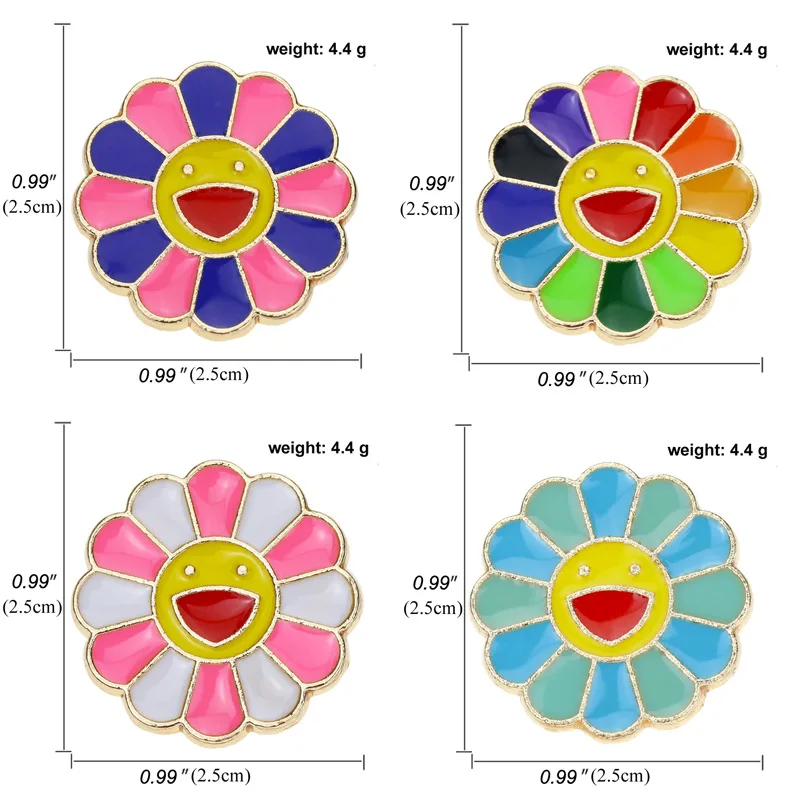 Sweet pin, seven-color sunflower series, drip brooch, student alloy clothing corsage jewelry, bag decoration badge