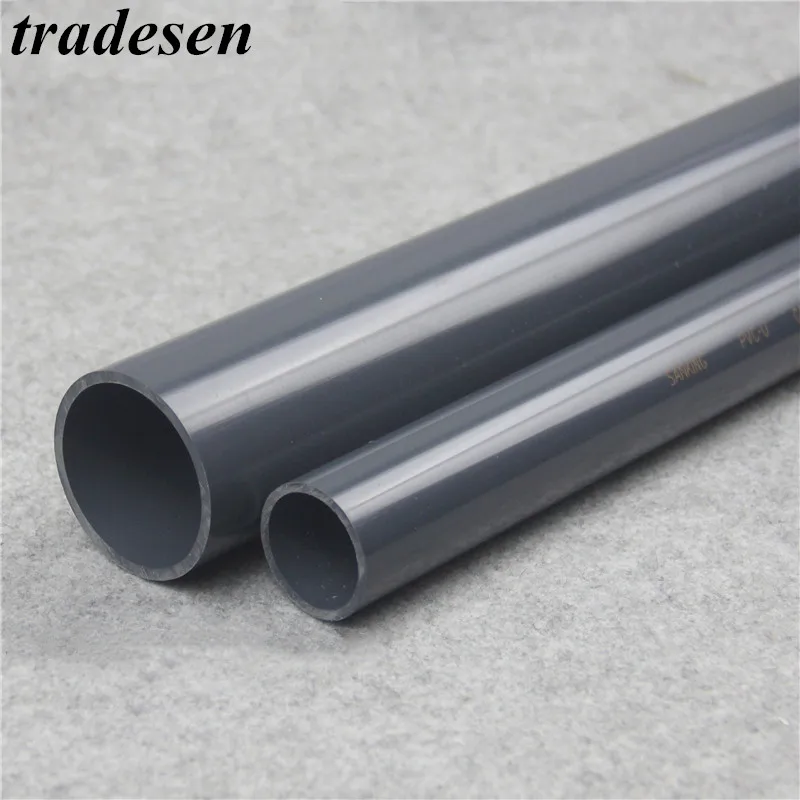 2Pcs O.D 63~225mm Gray UPVC Pipe Aquarium Fish Tank  Drainage Pipe Garden Hydroponic Planting  Frame Fittings 49-50cm Long