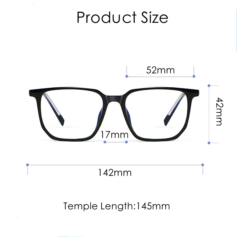 KatKani Men\'s And Women\'s Retro Sheet Metal Core Leg Transparent Glasses Frame Square Fashion Optical Prescription Glasses Frame