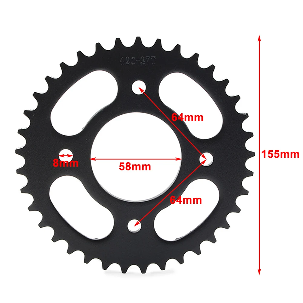 Black 420 Steel 37T Rear Sprocket For 50cc 70 110cc 125cc Dirt Pit Bike Chinese ATV Taotao