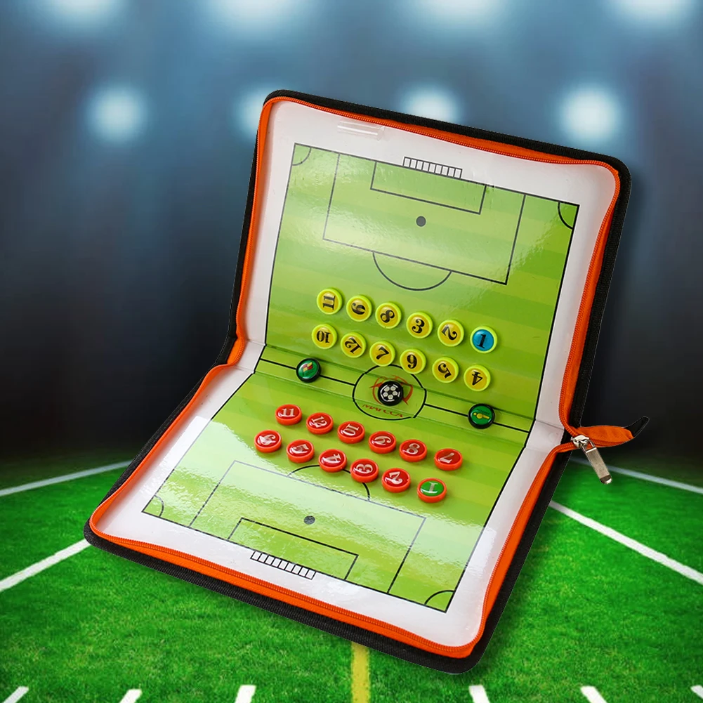 Soccer Tactical Board Football Zipper Coach Clipboard Foldable Portable Trainning Assisitant Equipments Leather Teaching Board