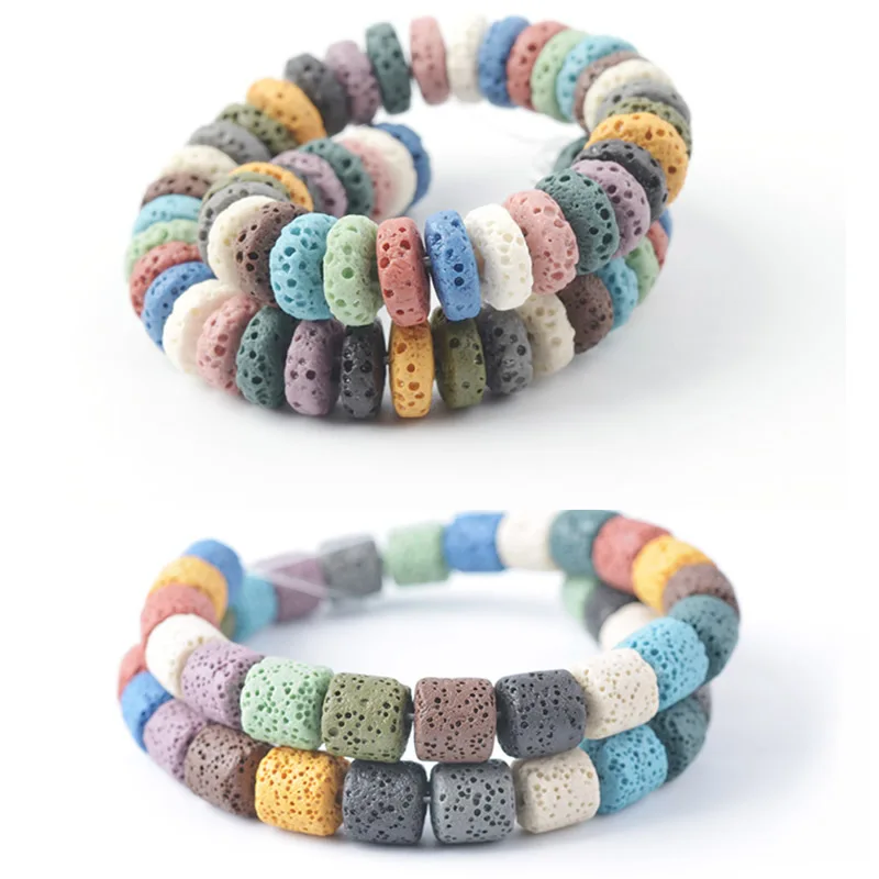 Natural Lava Rock Beads Wheel bead spacer Multi Color Volcanic Stone Beads For DIY Necklace Bracelets Earring Jewelry Making