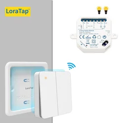 LoraTap 2 Channel Wireless Switch Dual Relay Receiver with 2 Gang Magnetic RF 868Mhz Remote No Hub Need Easy to Install