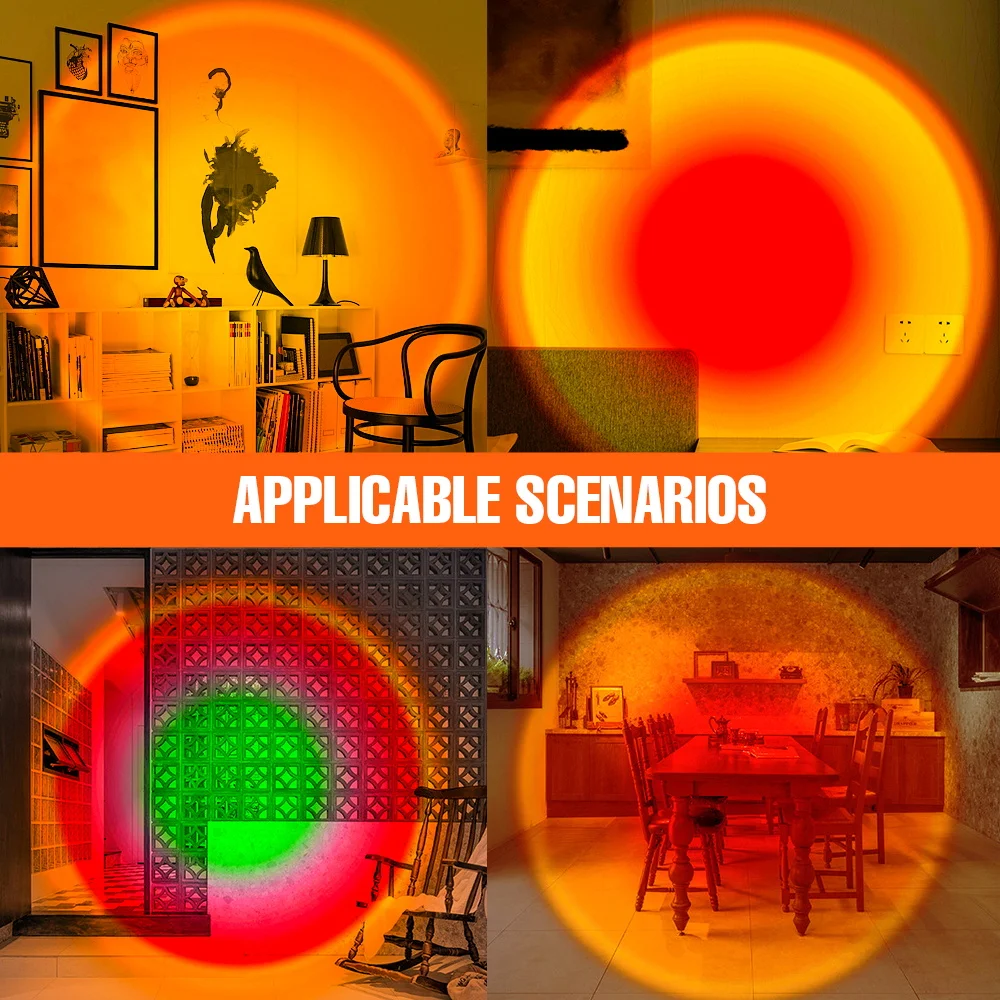 USB Projector Lamp Led Sunset Light 5V Night Light Rainbow Bulb Table Lamp Colorful Wall Lamp Atmosphere Fancy Lighting For Home