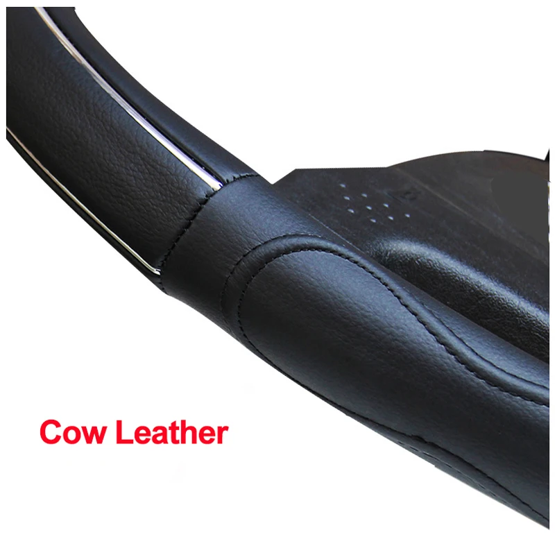 Cow Leather Car Steering Wheel Cover For 36 38 40 42 45 47 50CM Outer Diameter Auto Truck Bus Funda Volante Wear-resistant Wrap