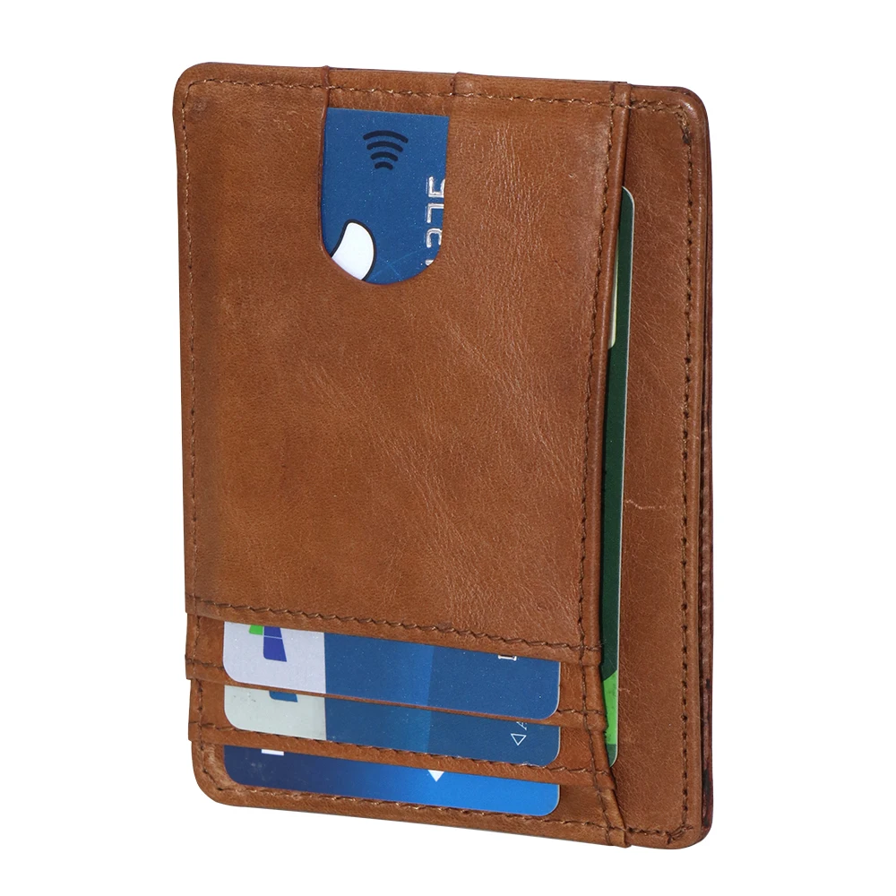 Card Bag Leather Men\'s RFID Anti Theft Card Swipe Bag Men\'s Popular Product Card Cover Mini Wallet Small Money Bag Male Purses