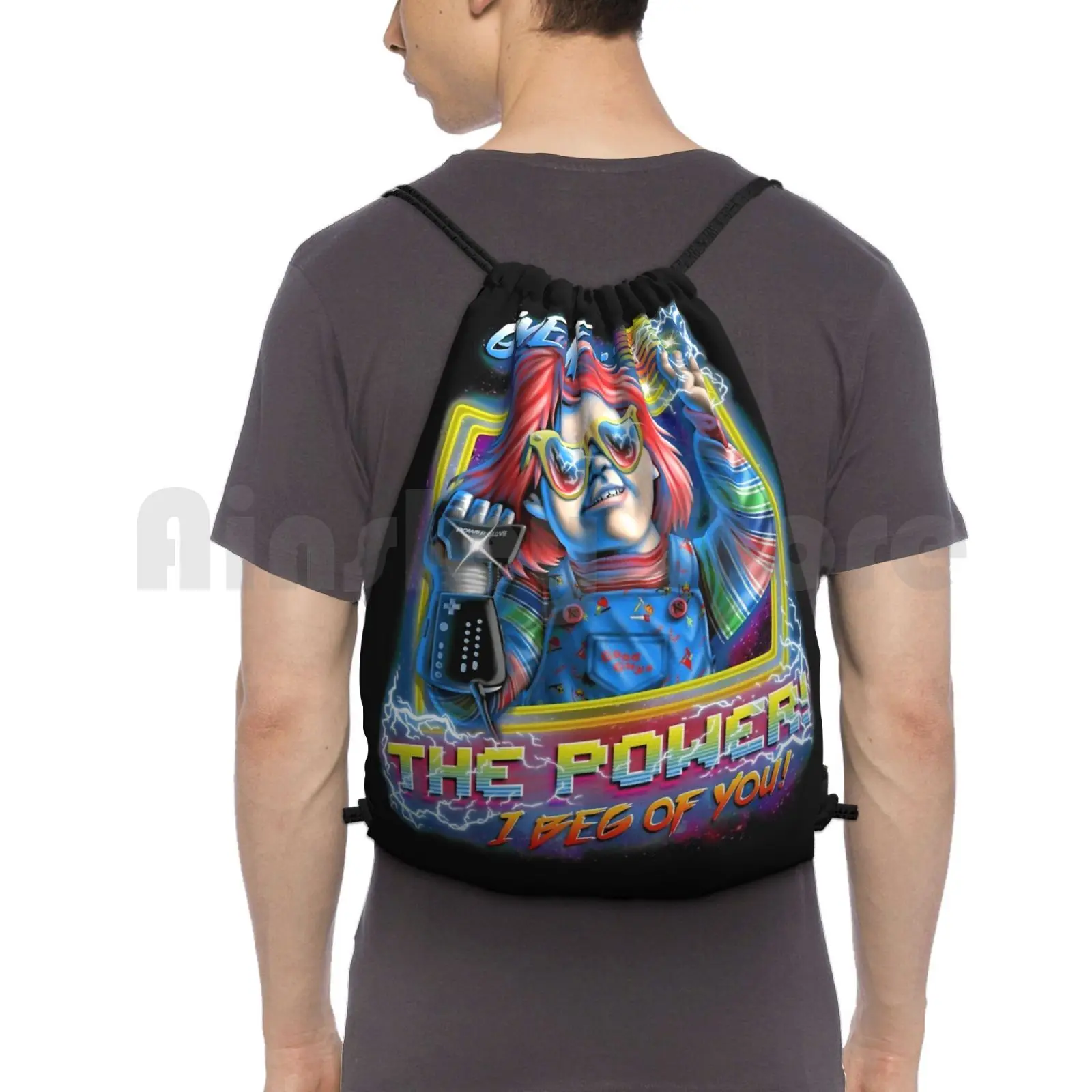 Give Me The Power Backpack Drawstring Bags Gym Bag Waterproof Chucky Power Power Glove Give Me The Power Damballa Childs