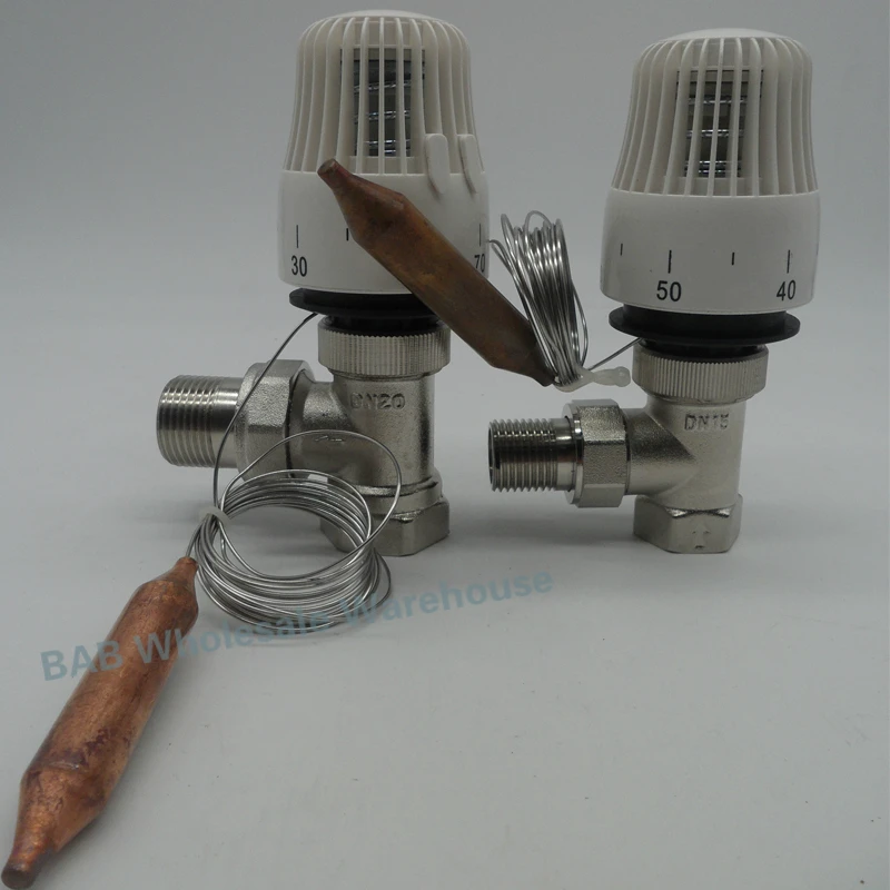 Brass 2 way Angle thermostatic radiator valve for heating system temperature controller valve energy save 30-70degree