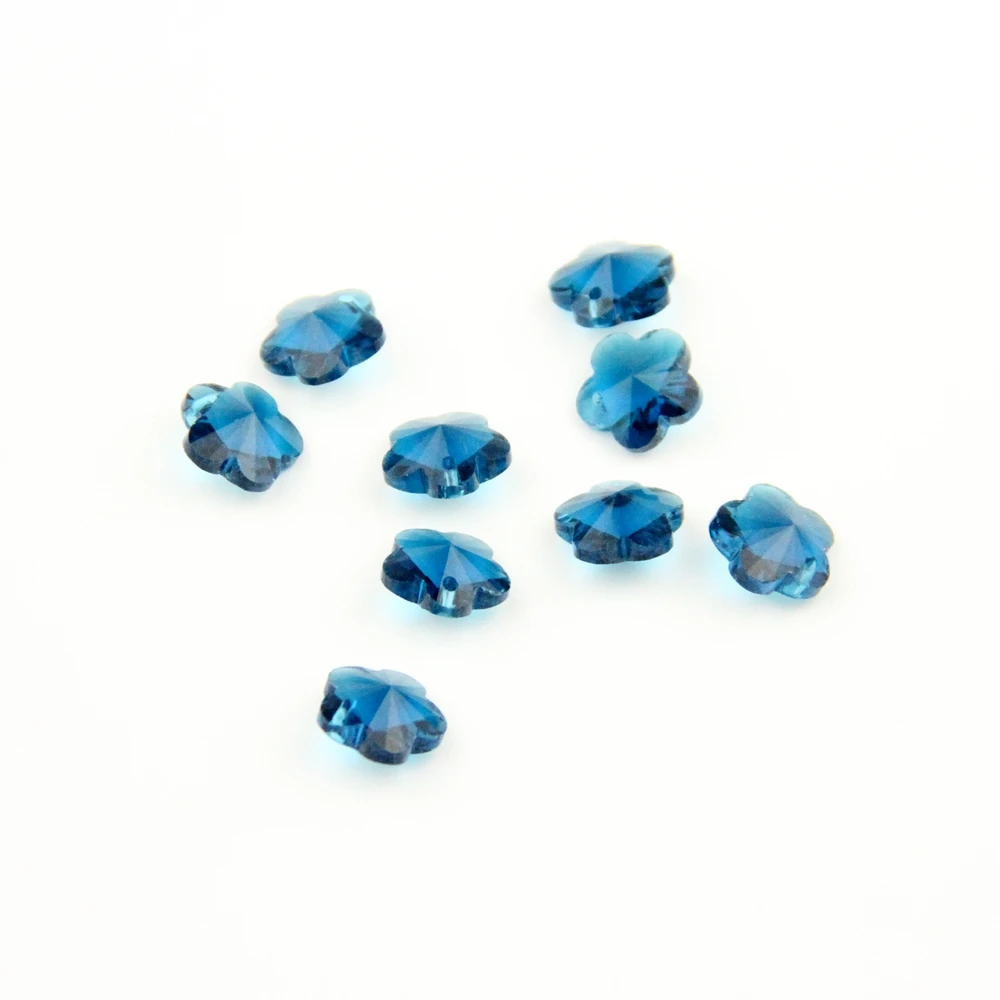 

100pcs/lot 14mm Zircon Blue Glass Trimming Beads Plum Blossom Beads For Wedding & Home Decoration