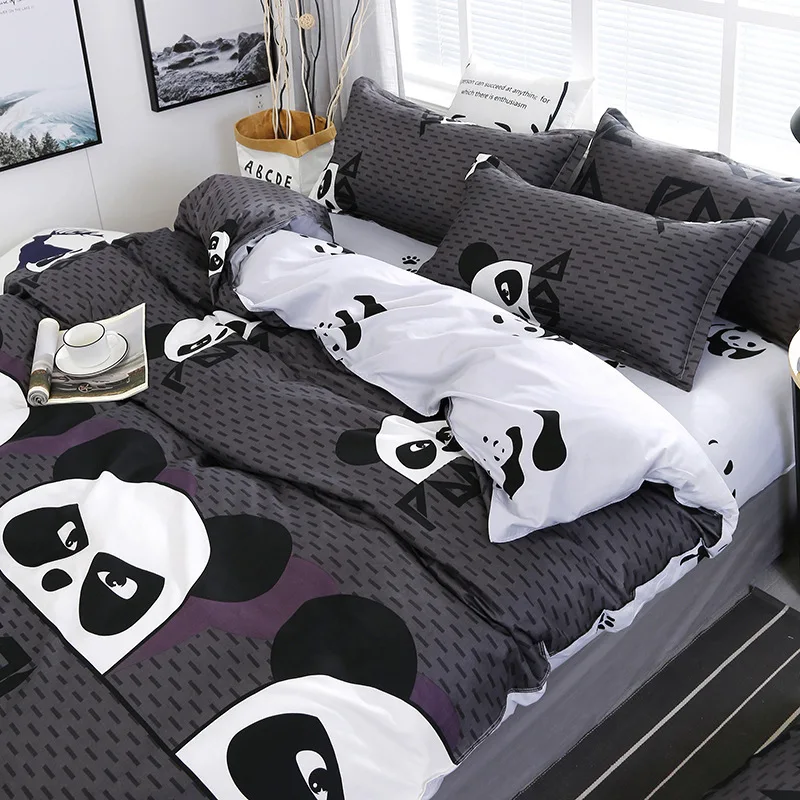 

Children Duvet Cover King Size 220x240 Duvet Cover Cartoon Cool Panda Double Quilt Cover Bed Linen Sheet Home Bedding Set