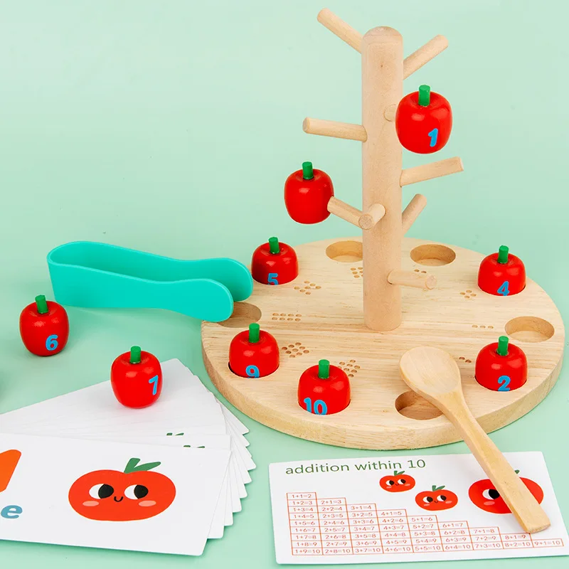 Montessori Digitale Apple Tree Onderwijs Math Toys Kinderen Baby Leren Digitale Clip Kralen Vaardigheden Training Vroege Educatief Spel