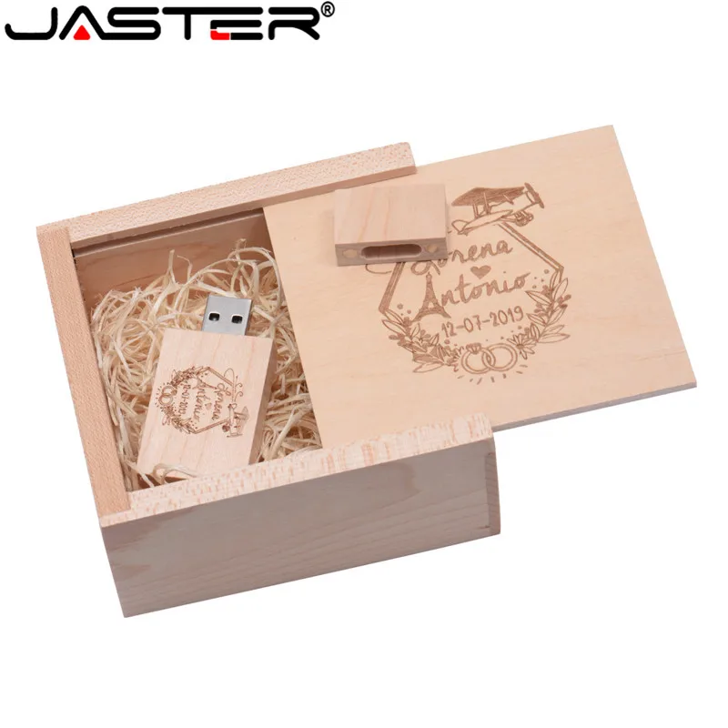 Jaster Universele USB2.0 Hout Maple En Hu Hout 10.5X10.5 Doos Grote Blok W004 Usb Drive Liefde Usb Flash drive Kleine Gift 16Gb 32G