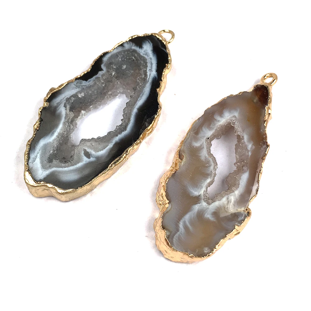 Colgante de cristal de cuarzo Irregular para fabricación de joyas, dijes de piedra Natural, ágata, drusa, accesorios de collar DIY