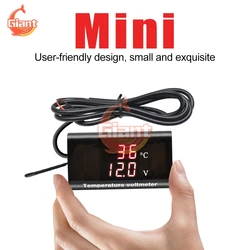 IPX6 Waterproof 0.28 Inch Voltage Temperature Meter Monitor Motorcycle Car Dual Digital LED Display Volt Temp Panel Meter