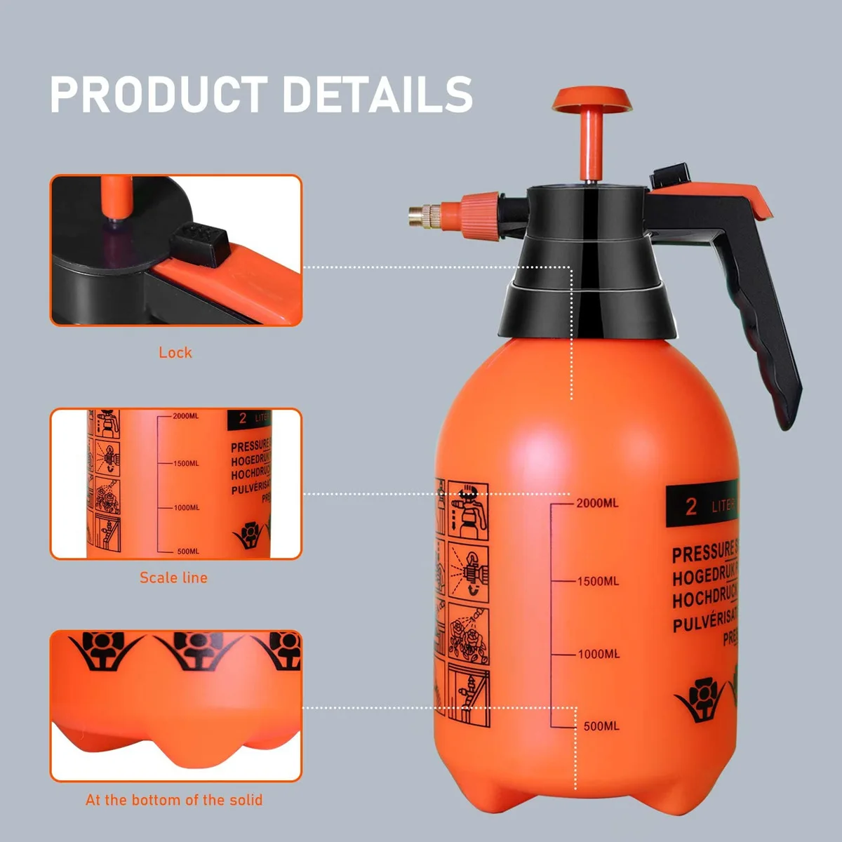 2/3L Hand Pressure Disinfection Water Sprayers Spray Bottle Air Compression Pump Garden Sprayer Sprinkler Gardening Watering Can