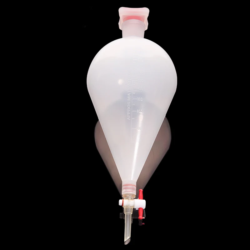 500mL Pear-shaped Plastic Separatory funnel with PTFE Stopper PP Separating Funnel Laboratory Supplies