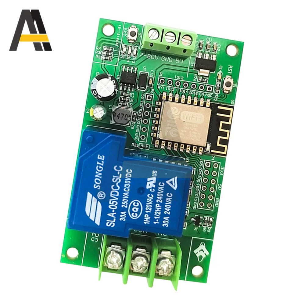 ESP8266 ESP-12F DC 7-80/5V 30A 1 Way Channel WiFi Relay Module Things IOT Smart Home Remote Control Switch Wireless Module Phone