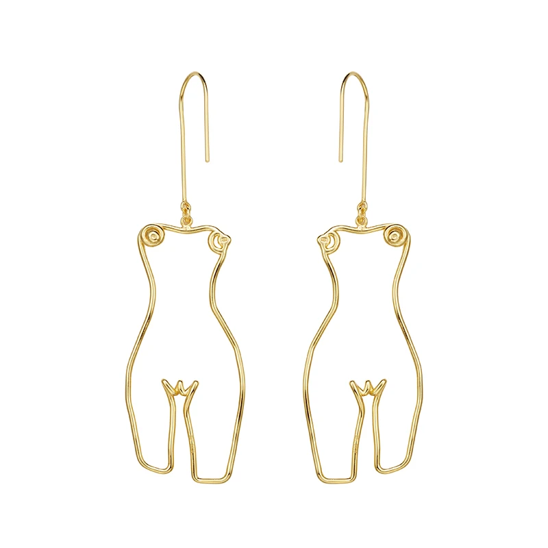 E239 Metal Women Body Earrings,Hollowing Out Abstract Geometry Huma Body  Alloy Drop Earrings,Temperament Accessories Wholesale