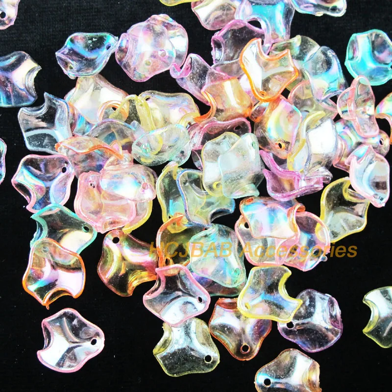 100 New Leaves Charms Mixed Acrylic Petalage Flower Pendants 14x15mm