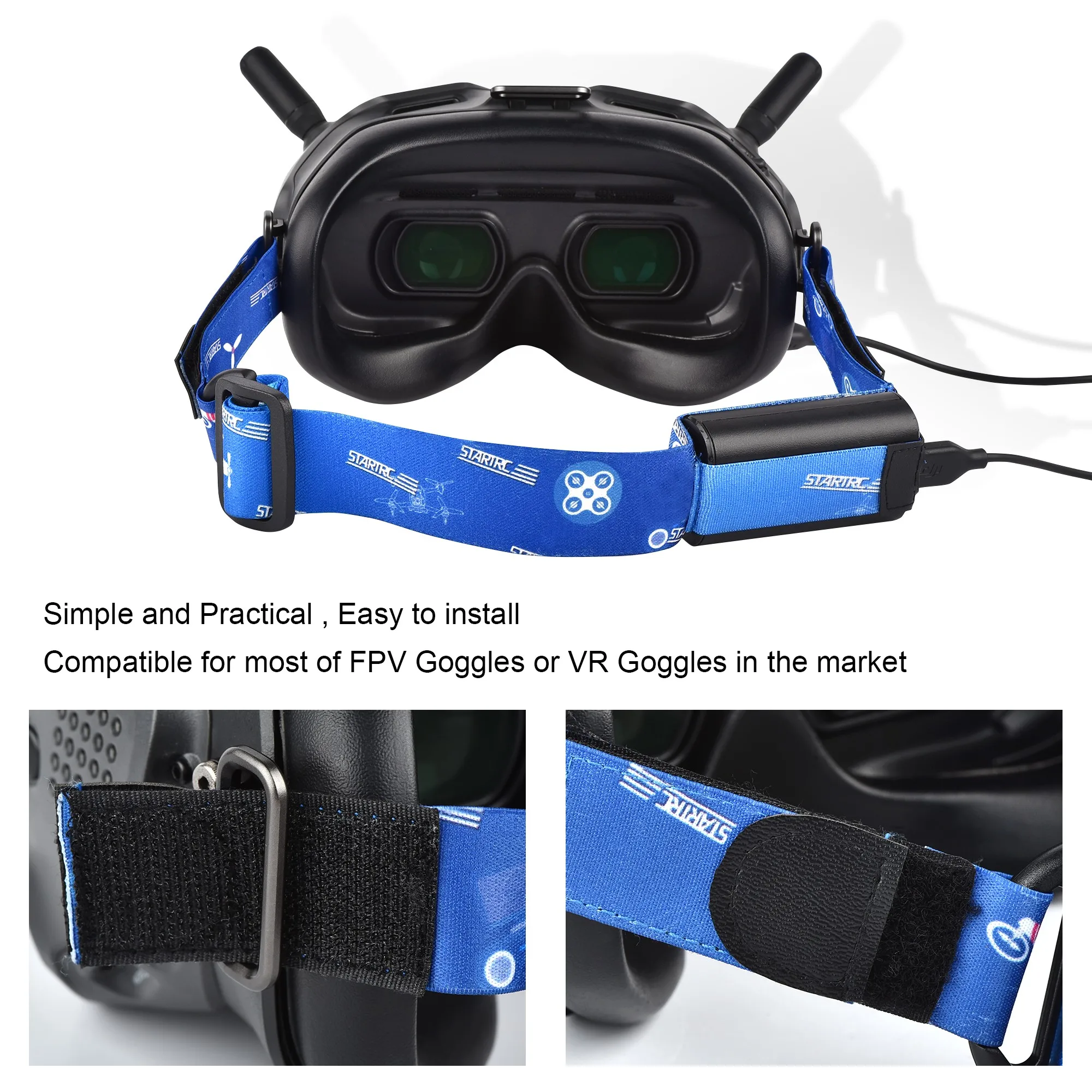 2pcs Colorful Adjustable Headband with Battery Holder Belt for DJI FPV Combo Goggles V2 Headstrap VR Goggles Glasses Head Strap