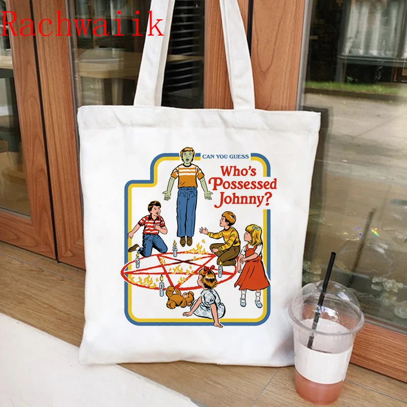 2021 Satan Shopping Bag Graphic Tote Harajuku Shopper Bag Women Canvas Shoulder Bag Female 90s Funny Eco Large-capacity anime