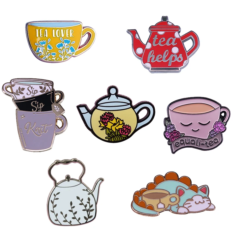 Cute Teapot Teacup Brooches Fine Tea Lover Pins Pretty Flair addition