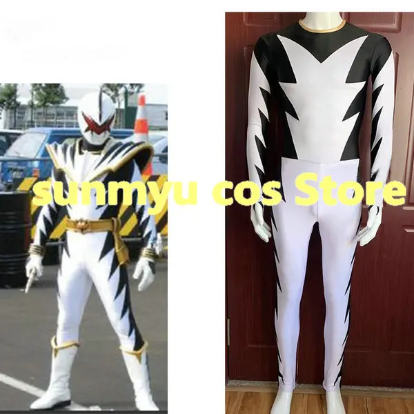 Bakuryuu Sentai Abaranger White Black Cosplay Costume,Custom Size Halloween