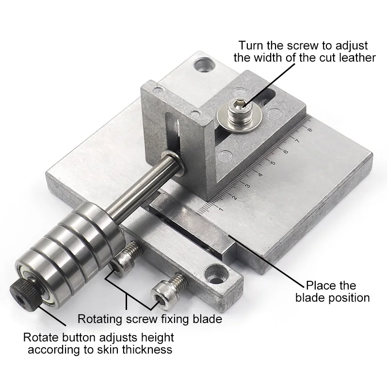 QJH Adjustable Leather Strap Cutter 60mm Aluminium Alloy Leather Belt Cutting Machine Leather Strip Cutting Tool Hand Cut Machin