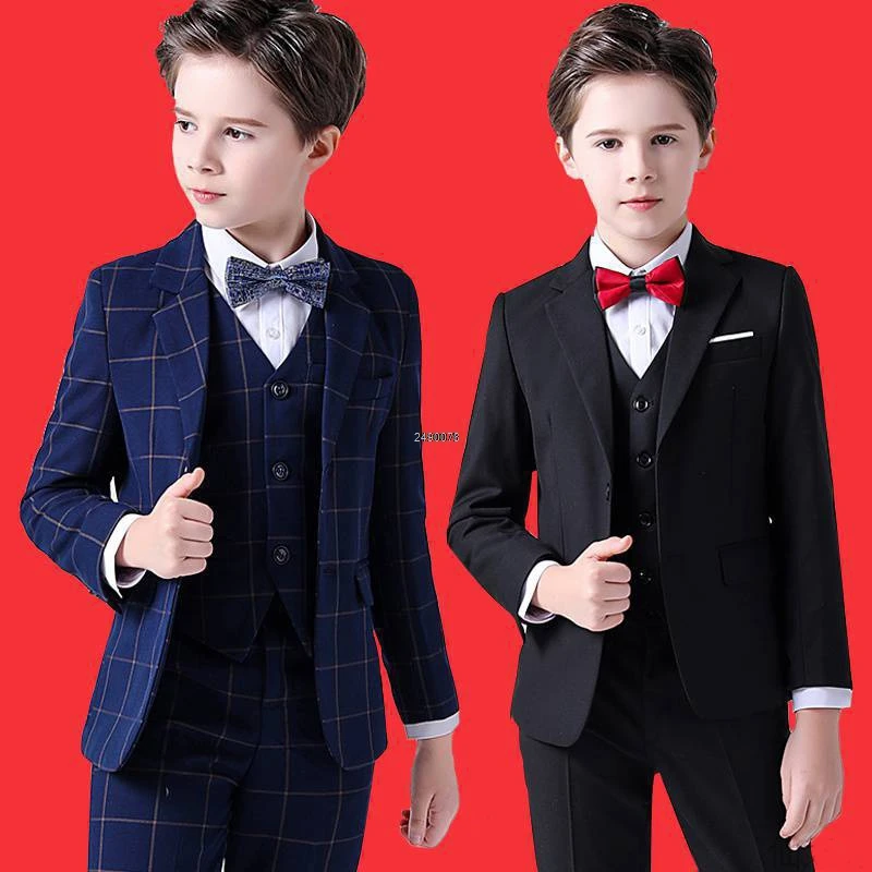 Flower Boys Formal Wedding Suit Kids Prom Party Tuxedo Blazer Children\'s Day Pinao Performance Costume school uniform 2-14T