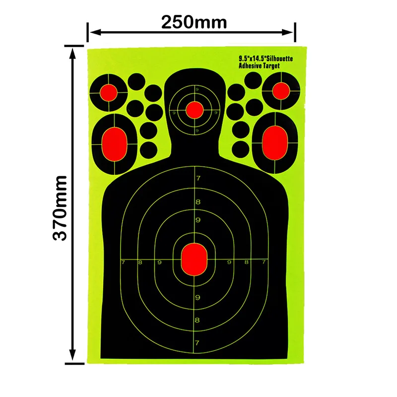 Autocollants de tir de cibles de 9.5 pouces, papier adhésif à haute réactivité pour pistolet de tir, accessoires d'entraînement et de chasse