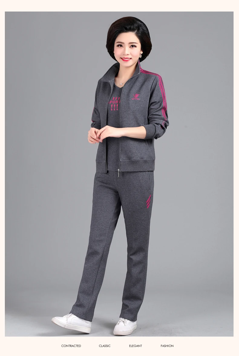 High quality Sporting suit female New Spring autumn Middle age clothing Leisure Women sports sweatshirts Cotton 3-piece set 5XL