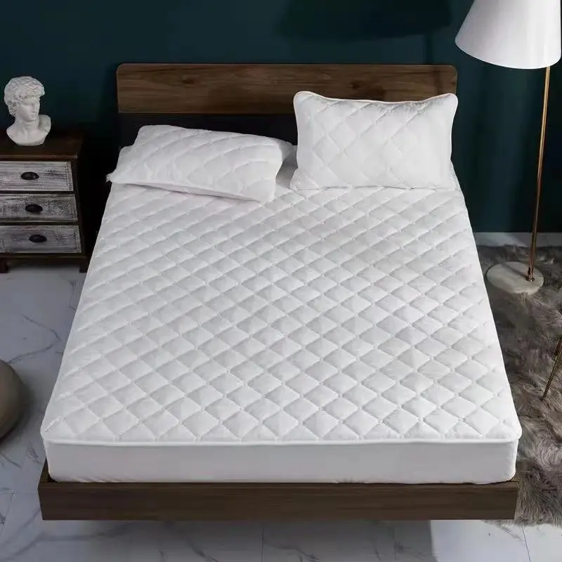 Short Plush Thicken Quilted Mattress Cover King Queen Double Size Quilted Bed Protection Pad Cover Not Including Pillowcase