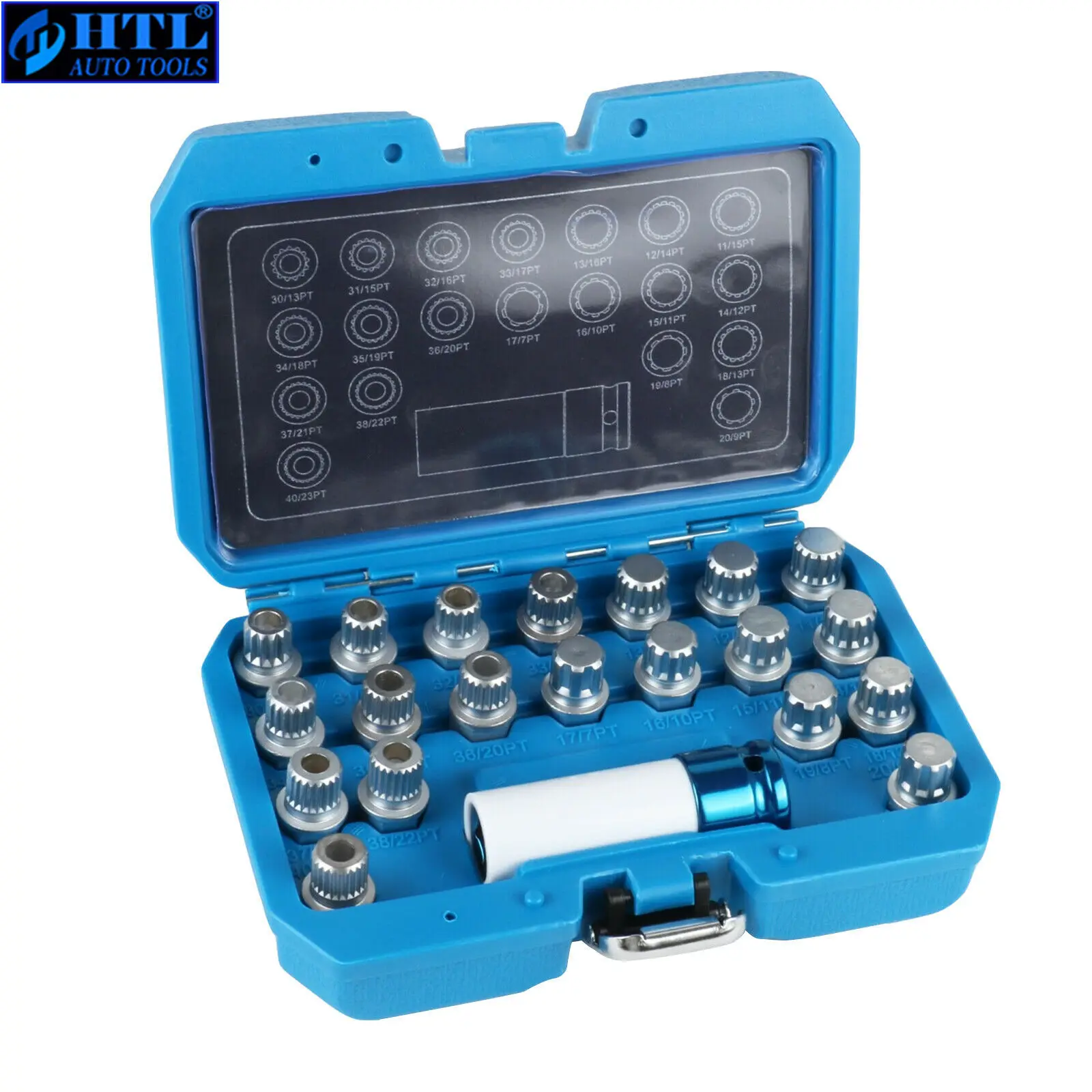 21pcs Wheel Lock Lugnut Anti-theft Screw Sleeve Removal Key Socket Set For BMW 1/2 inch 12.7mm Socket Adapter