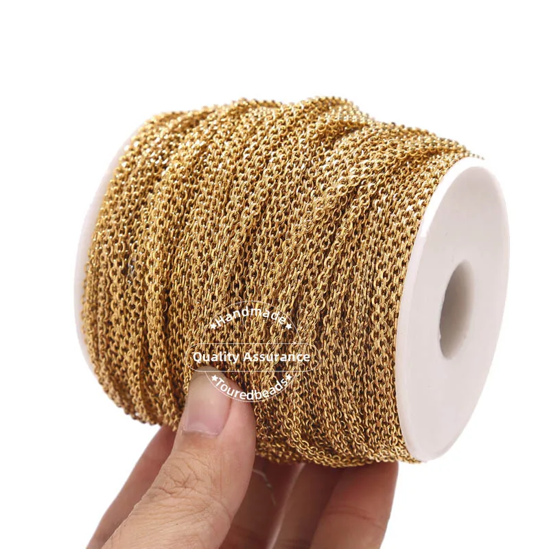 1 Meter Stainless Steel Gold 3mm Net Link Chain for Women Bracelet Necklace Jewelry Making