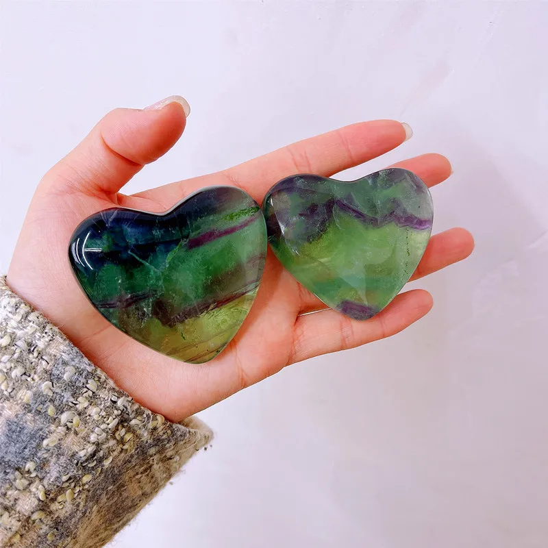 

High Quality Natural Polished Love Gifts Crystal Healing Stone Crystal Hearts fluorite Stone Crystal Heart for Meditation